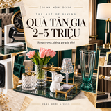 Moodboard quà tân gia 2–5 triệu với khay marble, chặn sách, khung ảnh và đèn bàn Cậu Hai Home Decor