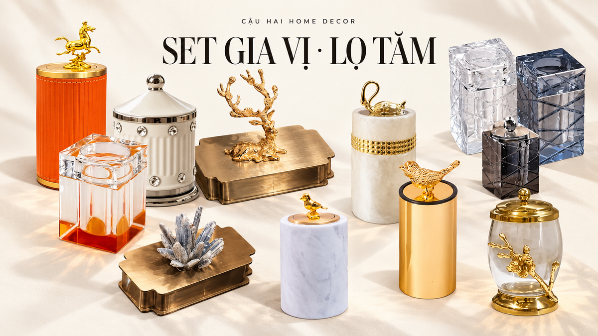 set gia vị và lọ tăm | Cậu Hai Home Decor
