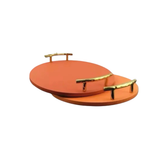Khay Da Tròn Eclipse Tangerine Luxe Leather Tray D35x5.5-KHAY TRANG TRÍ-CẬU HAI HOME DECOR-CẬU HAI HOME DECOR