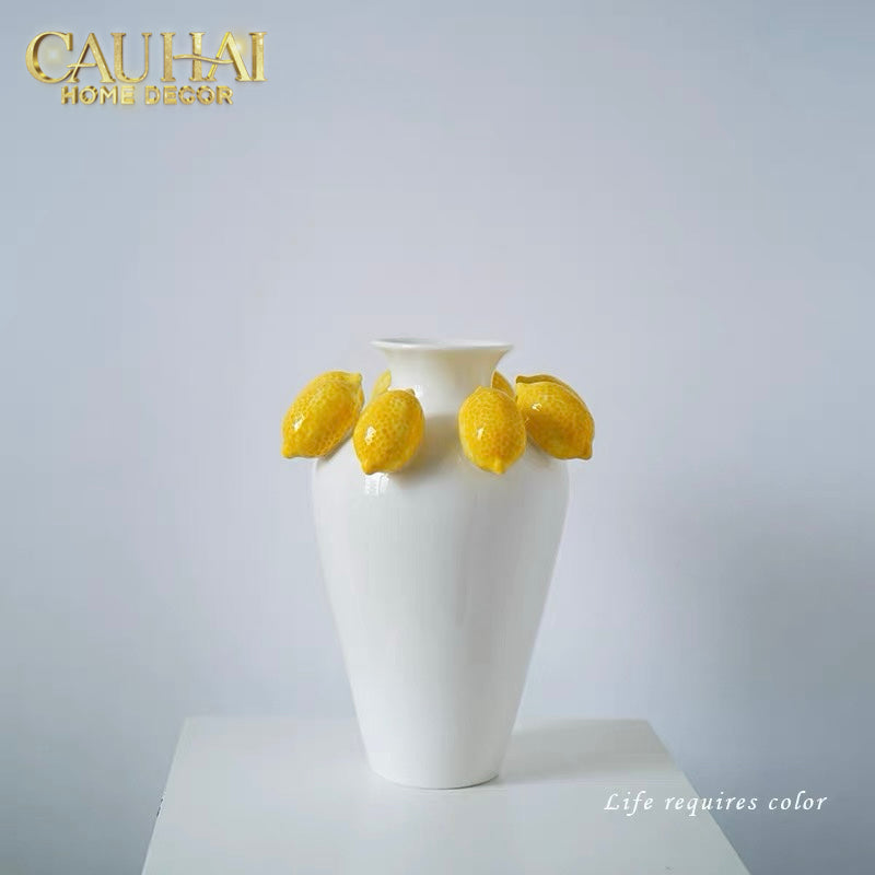 La Sicilia Royale - Bình Hoa Gốm Sứ Lemon Atelier Ivory 20x26