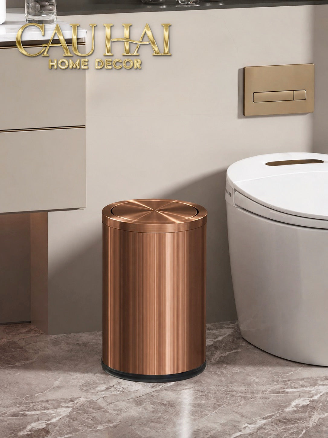 Thùng Rác Inox Monolith Bronze Trash Cans 9L 20x31