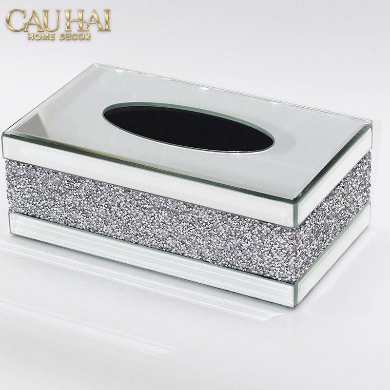 Haute Folie - Hộp Giấy Chữ Nhật Viền Gương Cắt Cạnh — Starlight Mirrored Tissue Box