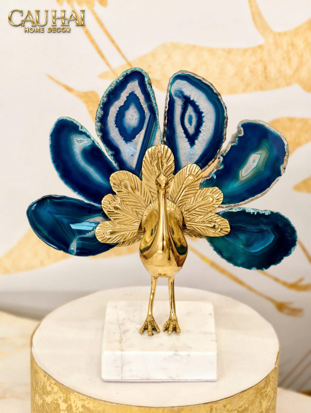 Maison Couture - Tượng Đồng Mã Não Khổng Tước Brasson Onyx Paon The Vanity Of Hera-TƯỢNG TRANG TRÍ-CẬU HAI HOME DECOR