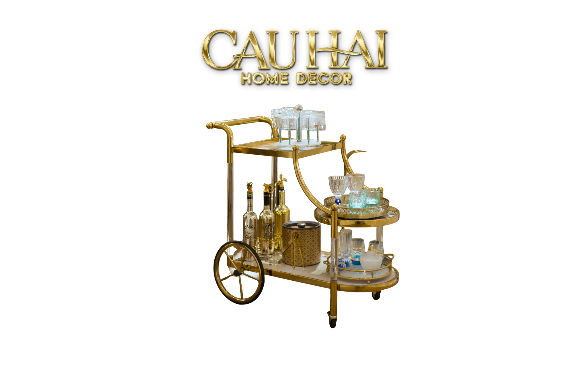 Maison Couture - Xe Đẩy Quầy Bar Grand Marble Aurelia Bar Cart Trolley 40x90x90