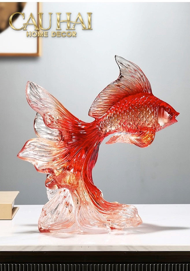 Set 2 Tuong Resin Song Ngu Vuong Phat – Fortune Koi Duo