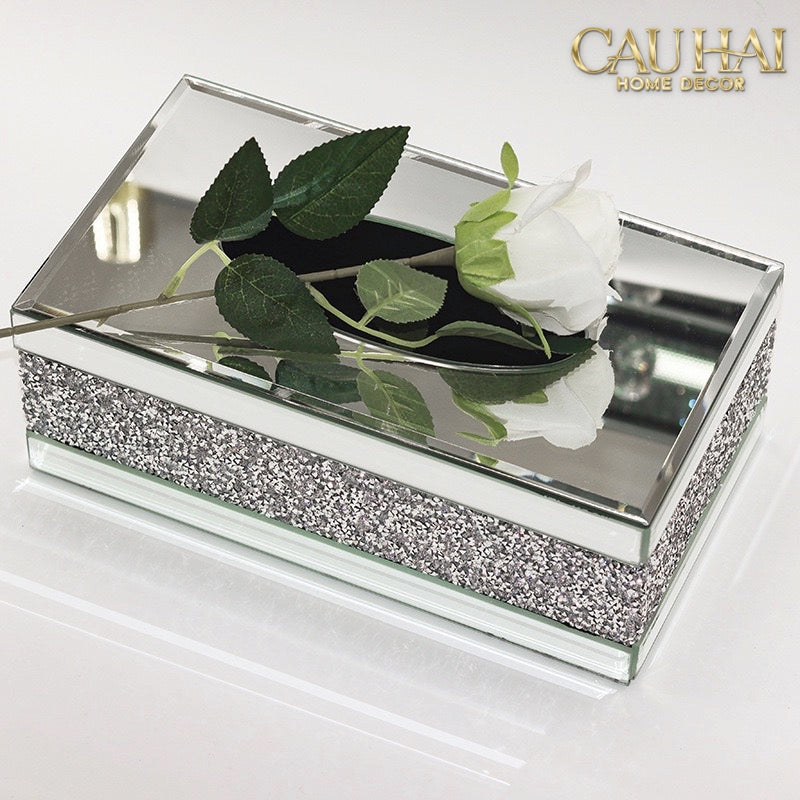 Haute Folie - Hộp Giấy Chữ Nhật Viền Gương Cắt Cạnh — Starlight Mirrored Tissue Box