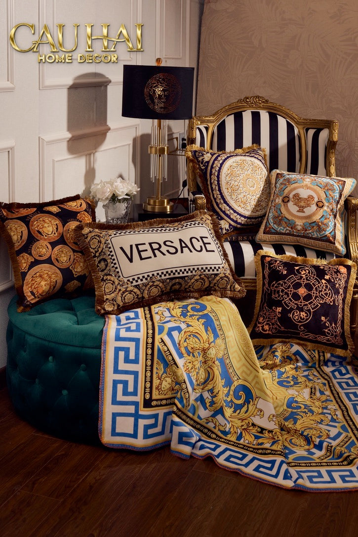 Luxury Sofa Blanket Gold Line Barocco Velvet Blanket 150.