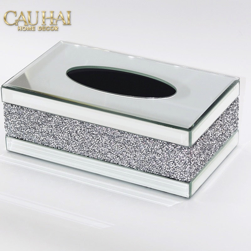 Haute Folie - Hộp Giấy Chữ Nhật Viền Gương Cắt Cạnh — Starlight Mirrored Tissue Box
