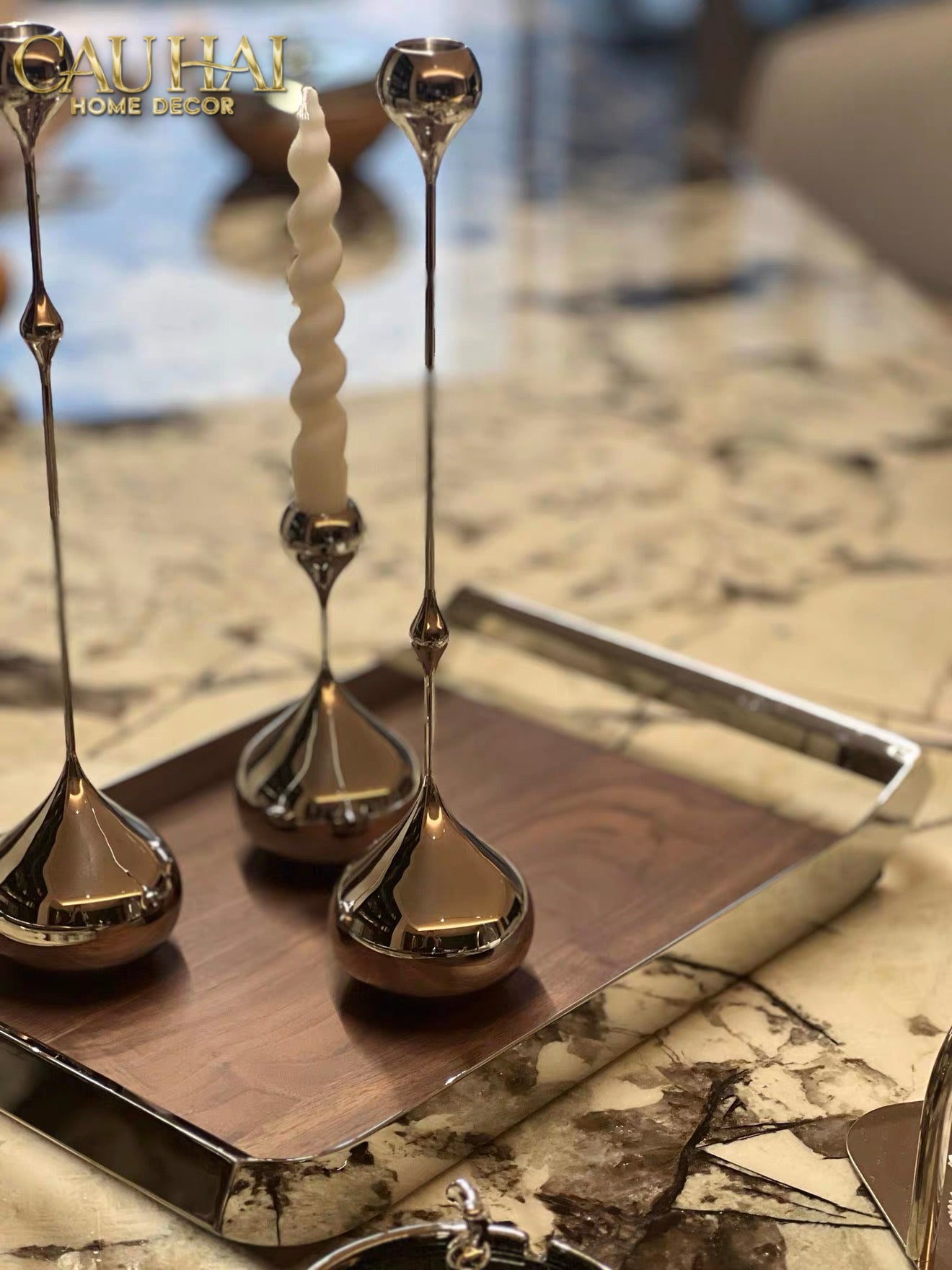 Khay Trang Trí Gỗ Chữ Nhật Sterling Walnut 45x30