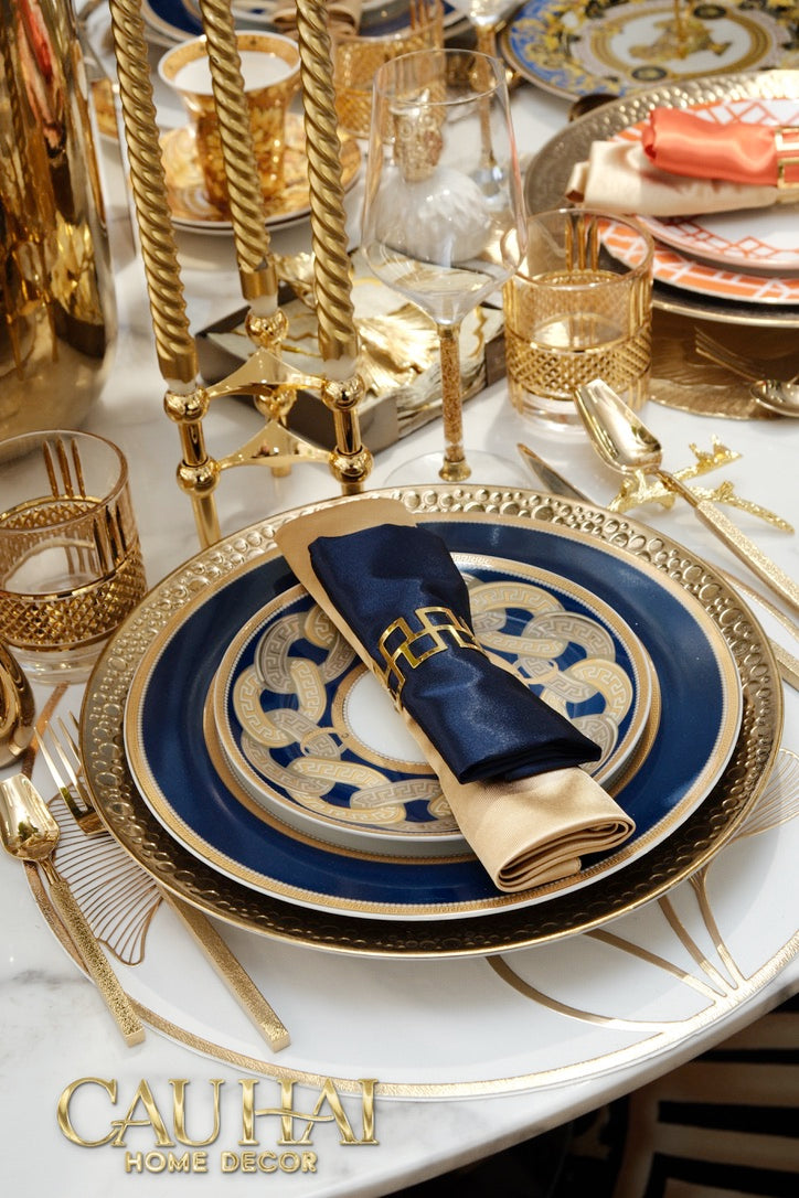 Set 2 Đĩa Dinner Gốm Sứ Medusa Chain Royale Cobalt 27/20