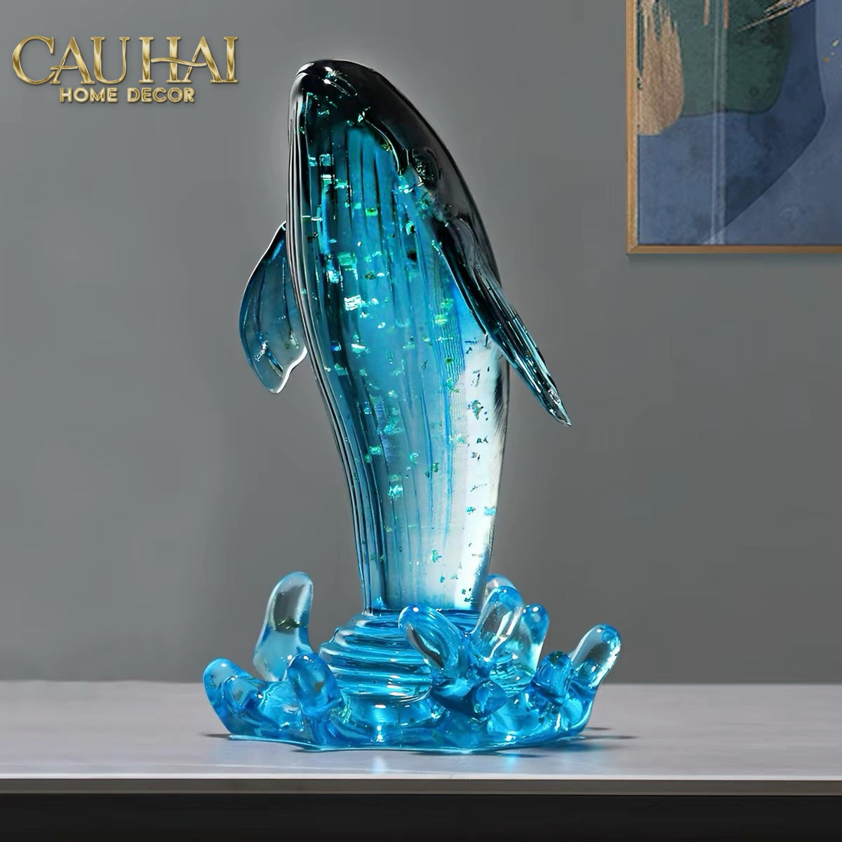 Set 2 Tượng Cá Voi Đại Dương -  Cristalleries Baleine Azurée
