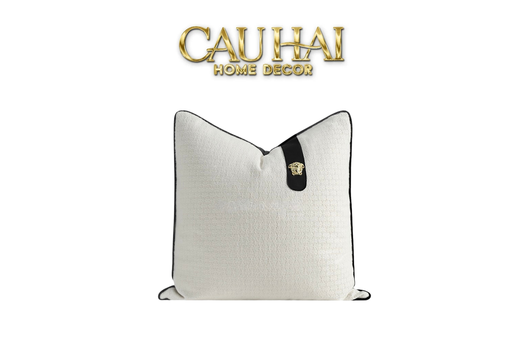 Vỏ Gối Bouclé Medusa Tab Ivory Noir 45x45