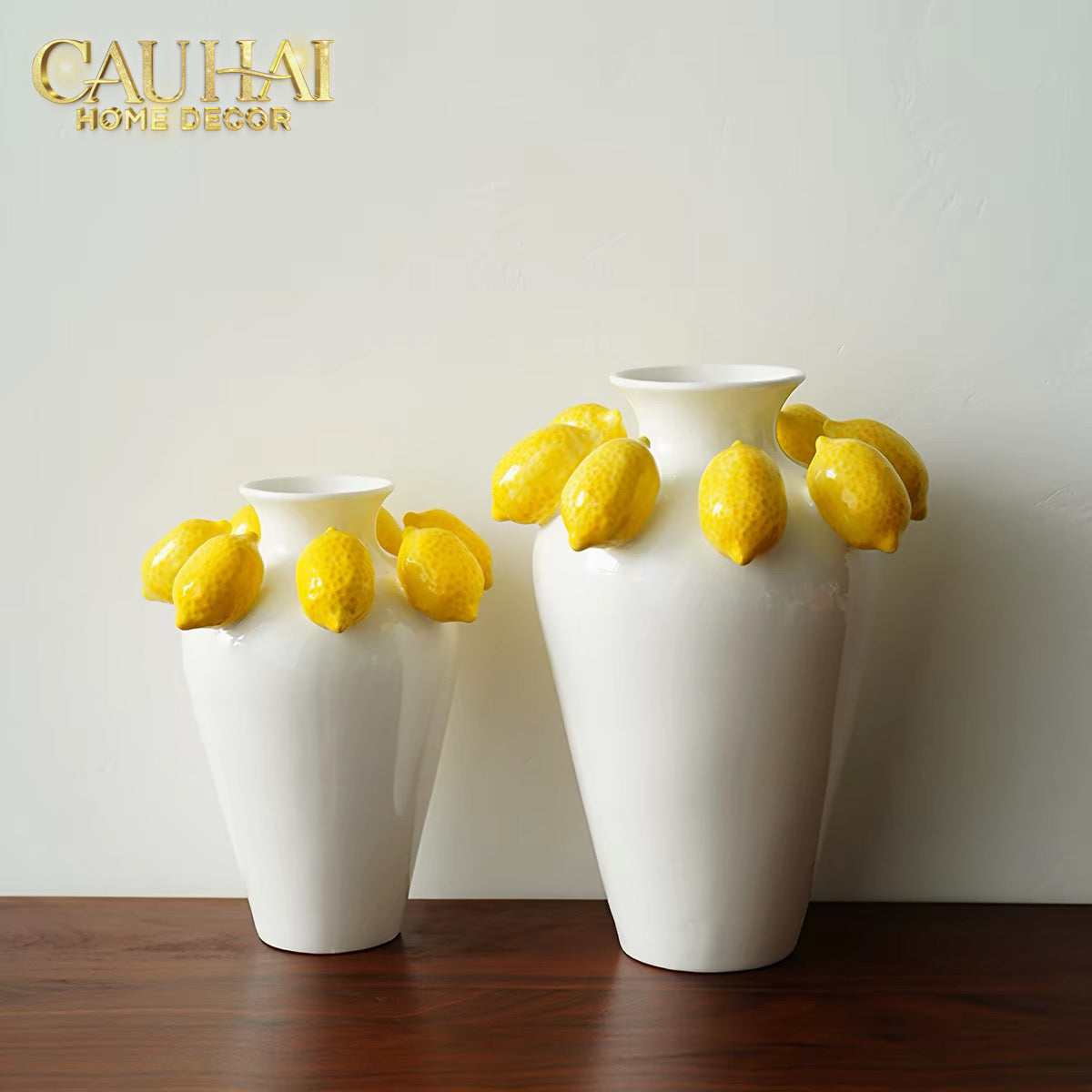 La Sicilia Royale - Ivory Lemon Atelier Ceramic Vase 20x26