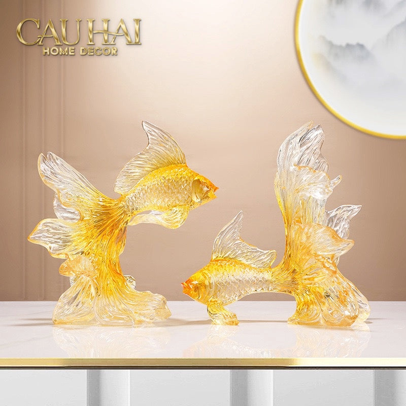 Set 2 Tuong Resin Song Ngu Vuong Phat – Fortune Koi Duo