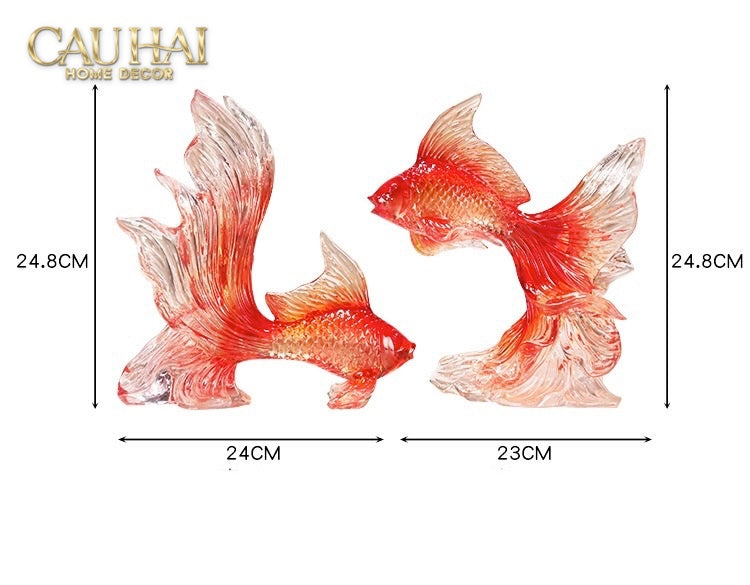 Set 2 Tuong Resin Song Ngu Vuong Phat – Fortune Koi Duo