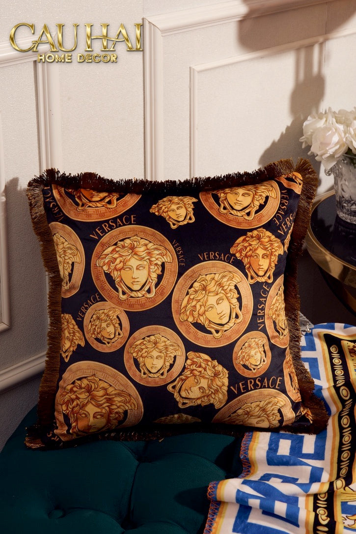 Maison Couture - V Class Medusa Medallion Coin Amplified Chenille Pillowcase 45.