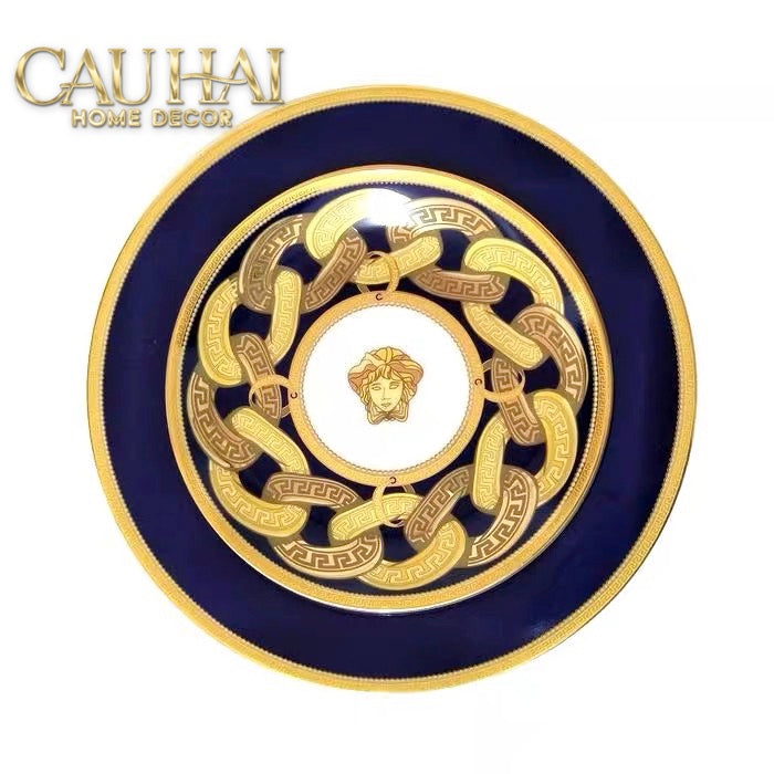 Set 2 Đĩa Dinner Gốm Sứ Medusa Chain Royale Cobalt 27/20