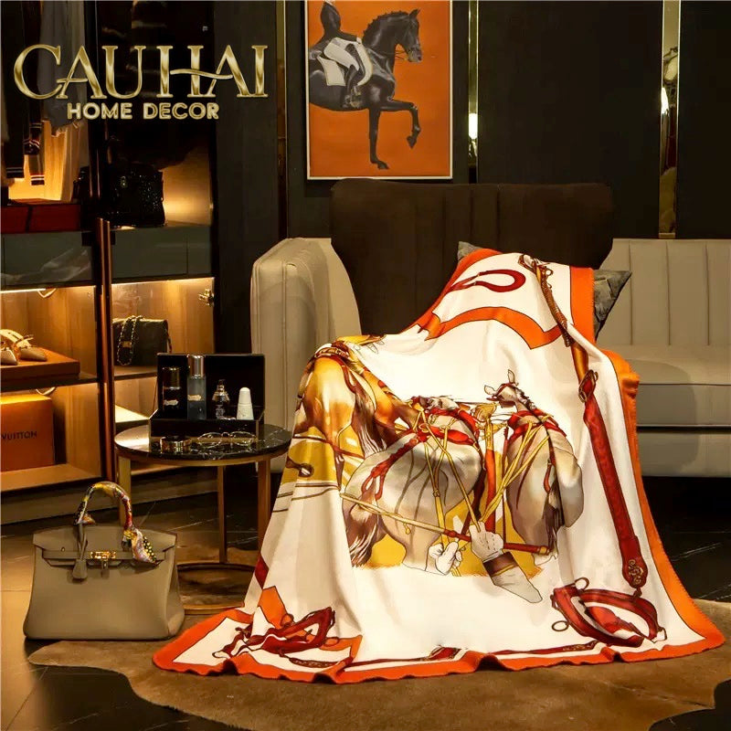 Chăn Blanket Velvet Équestre Saddle Amber 150x150