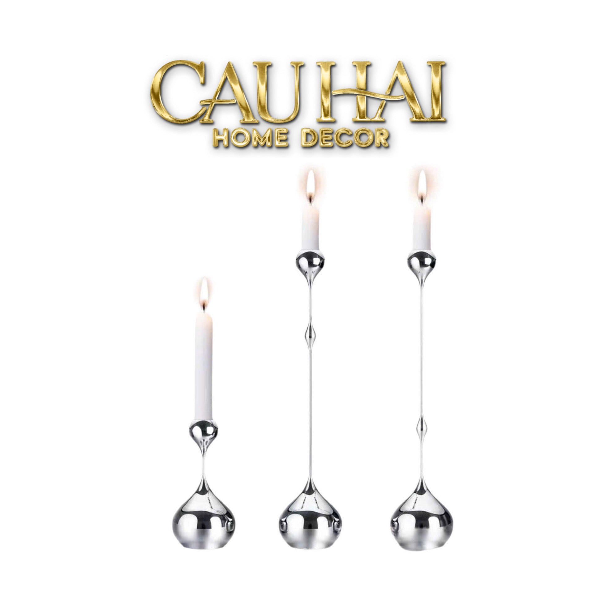 Set 3 Đế Nến Platinum Elysian Triple Candle Holder