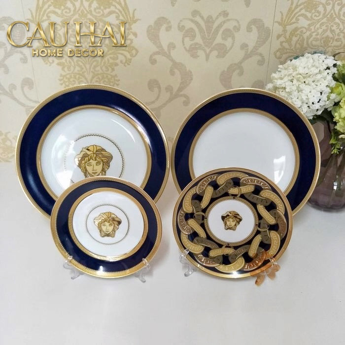 Set 2 Đĩa Dinner Gốm Sứ Medusa Chain Royale Cobalt 27/20