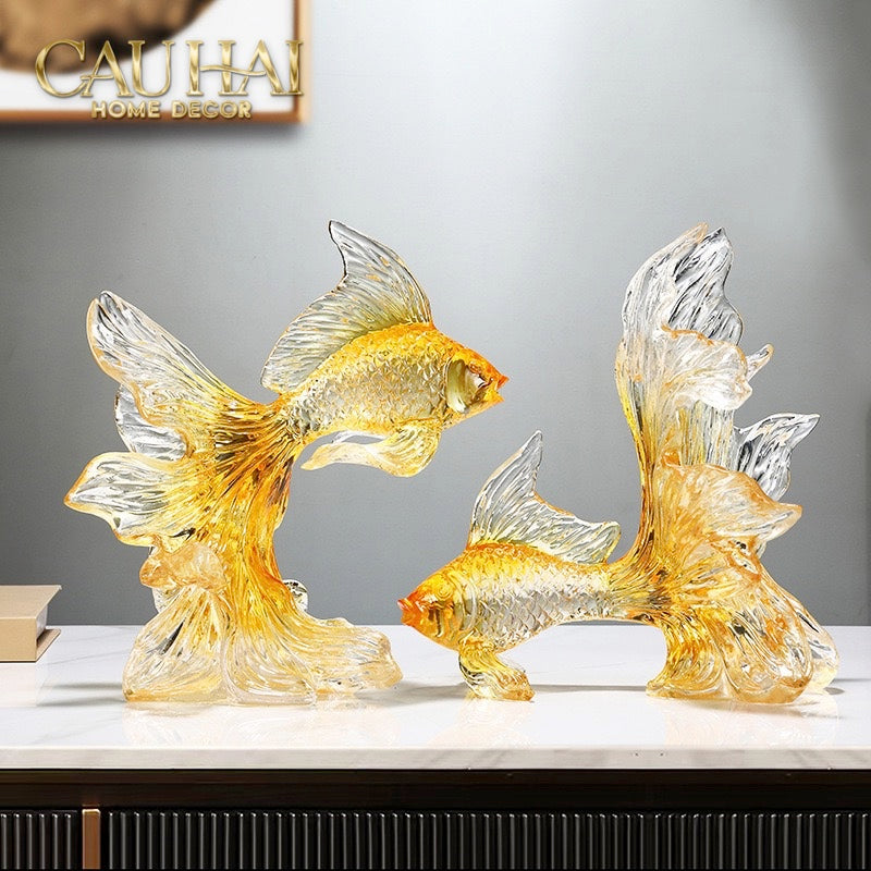 Set 2 Tuong Resin Song Ngu Vuong Phat – Fortune Koi Duo