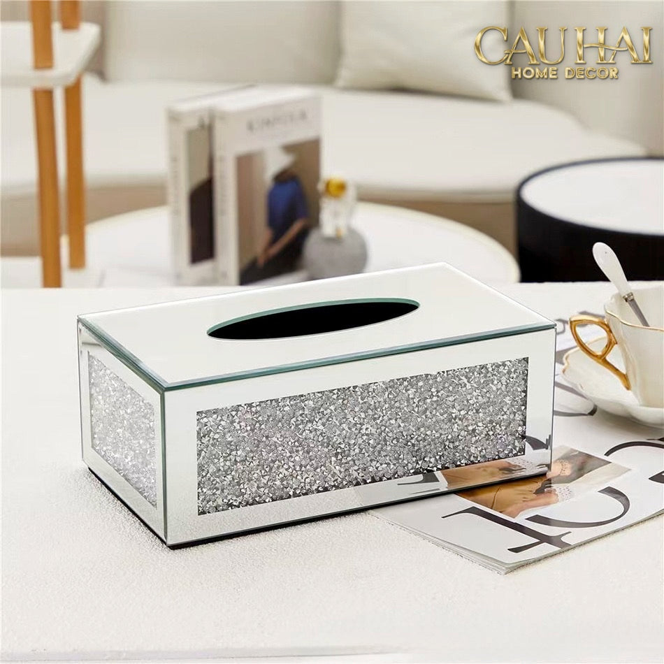 Haute Folie - Hộp Giấy Chữ Nhật Viền Gương Cắt Cạnh — Starlight Mirrored Tissue Box
