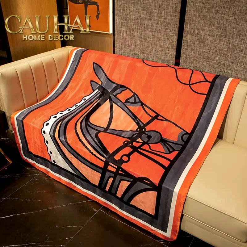 Chăn Blanket Velvet Équestre Silhouette Tangerine 150x150