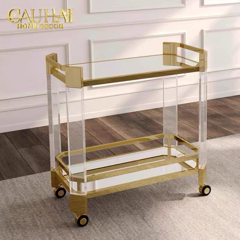 Maison Couture - Xe Đẩy Quầy Bar / Bar Cart Christian Trolley Acrylic Modernist D'Or