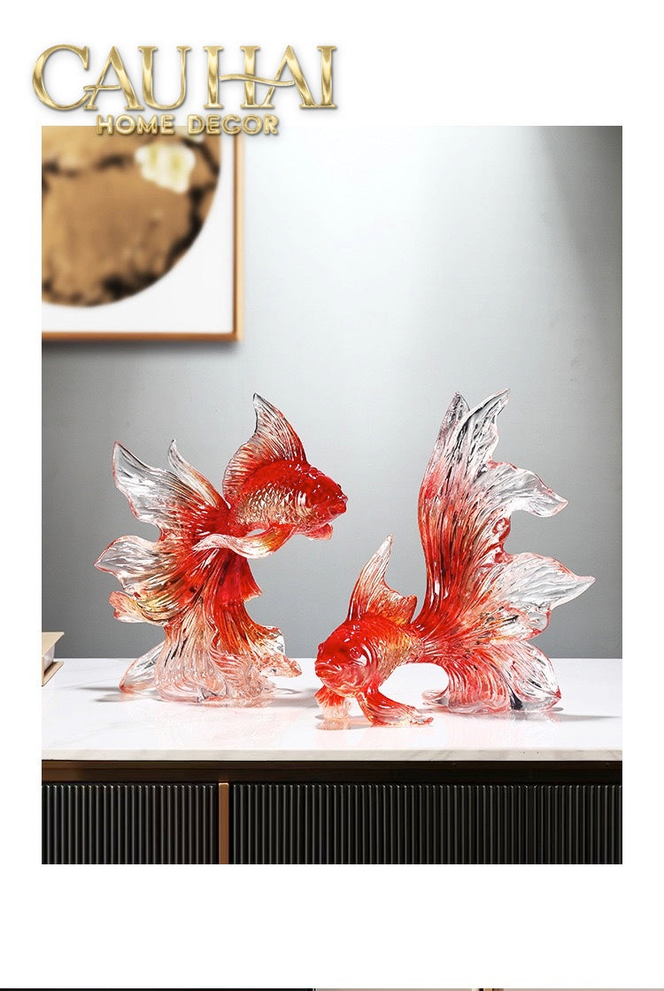 Set 2 Tuong Resin Song Ngu Vuong Phat – Fortune Koi Duo