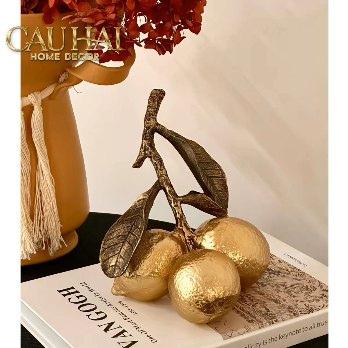Gilded Lemon Cluster Statue — Vermeil Citron Trois