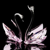 Set 2 Tượng Thiên Nga Pha Lê Trang Trí Crystal Swan Étreinte Rosé 2pcs