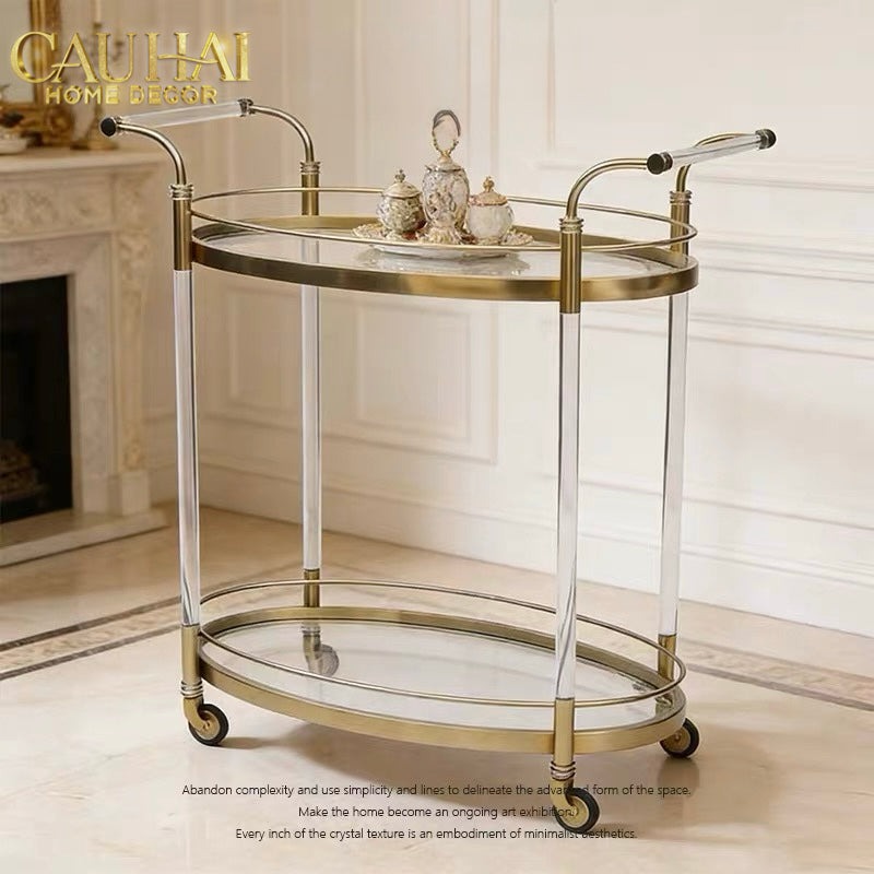Maison Couture - Golden Lucid Acrylic Lumière Stemware Bar Cart