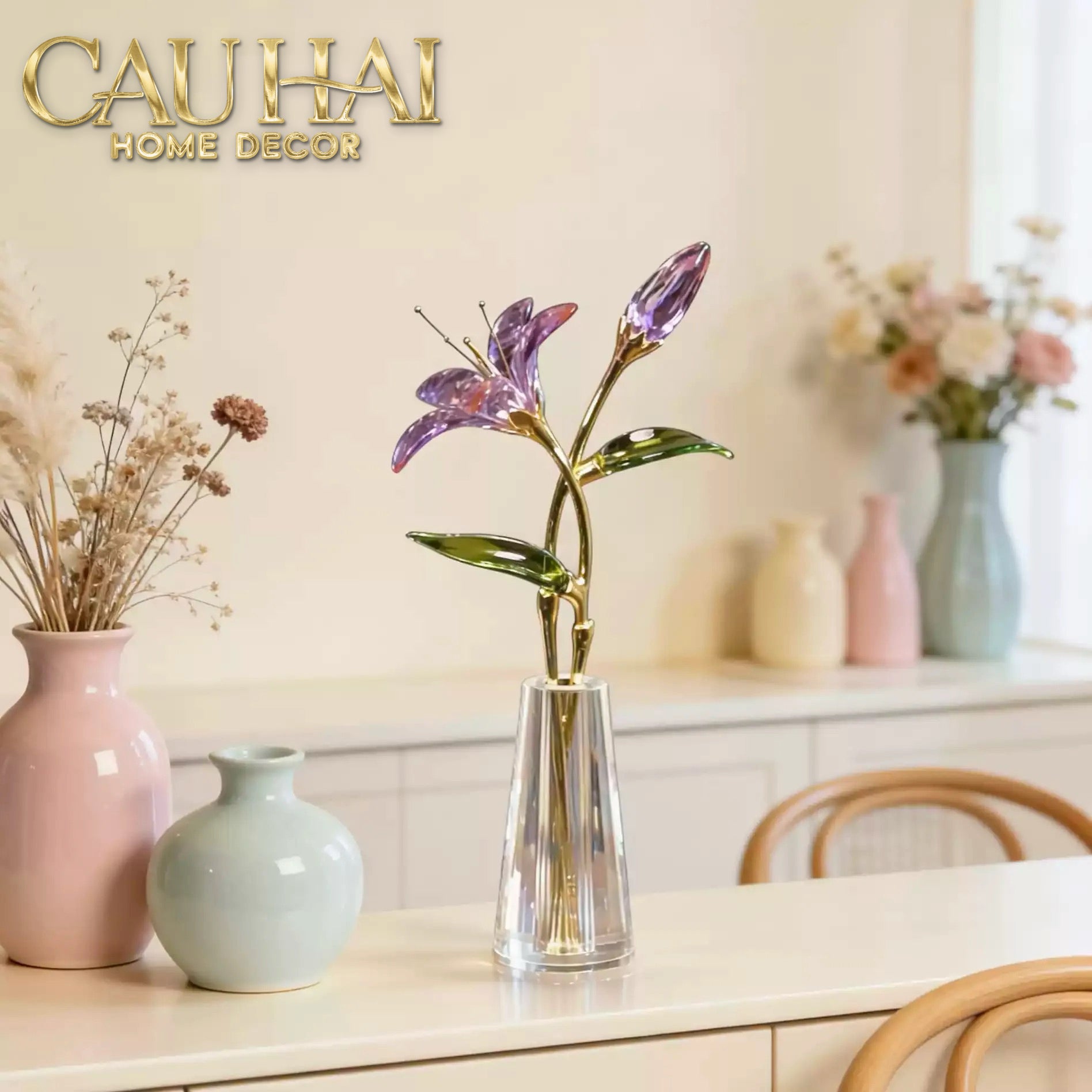 Bình Hoa Pha Lê Lys de Cristalleries Éclosion Violet H29