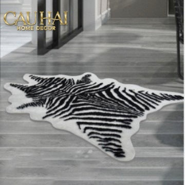 Thảm Lông Faux Fur Zebra Hide Noir 85x110
