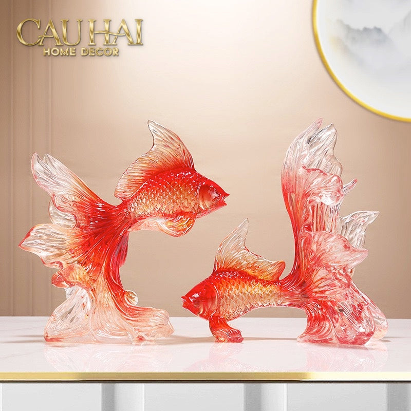 Set 2 Tuong Resin Song Ngu Vuong Phat – Fortune Koi Duo
