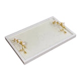 Maison Couture - Khay Đá Marble Chữ Nhật Haute Orchid Golden Branches Decorative Trays 25x40