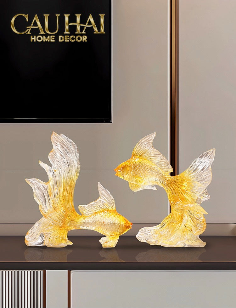 Set 2 Tuong Resin Song Ngu Vuong Phat – Fortune Koi Duo