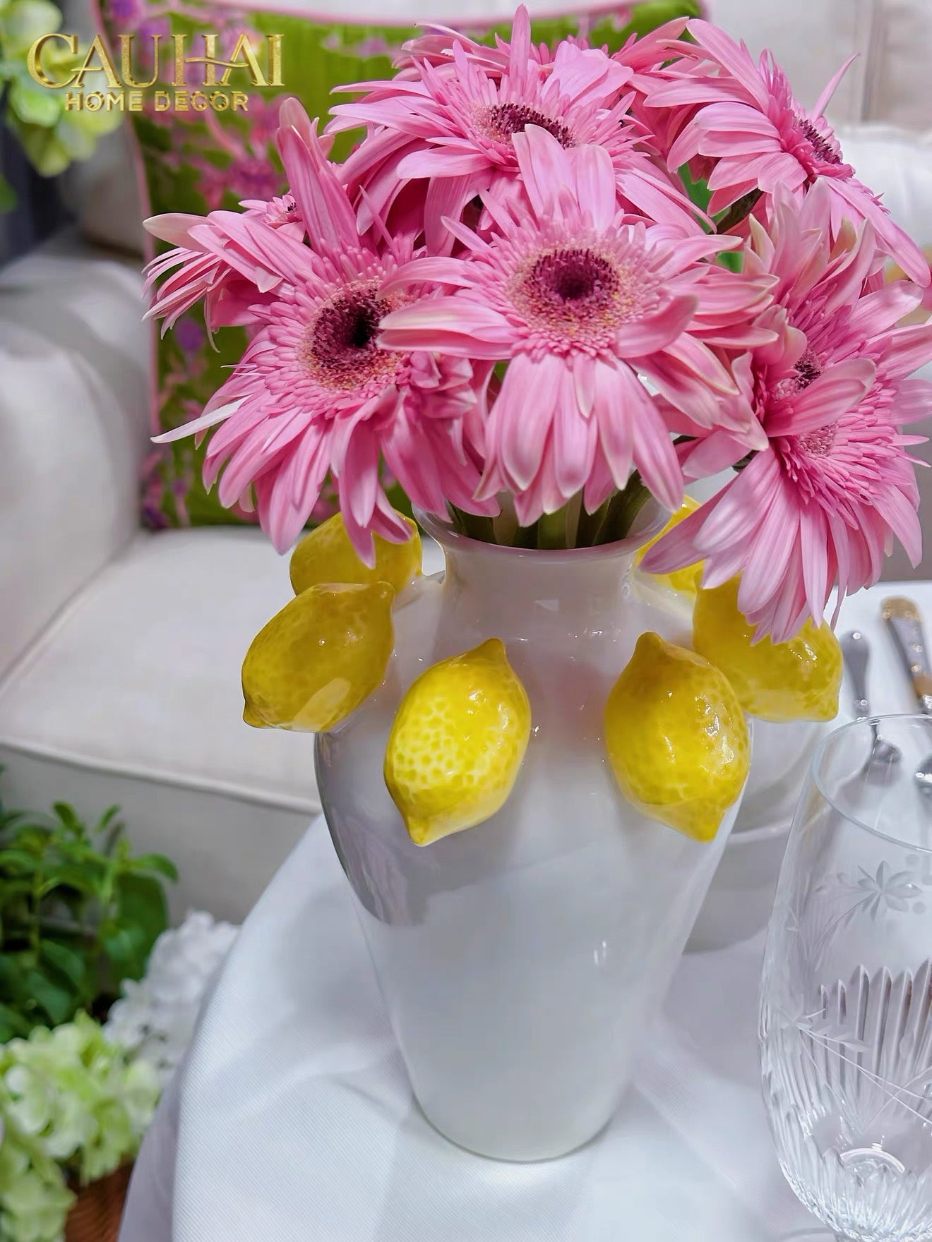 La Sicilia Royale - Ivory Lemon Atelier Ceramic Vase 20x26
