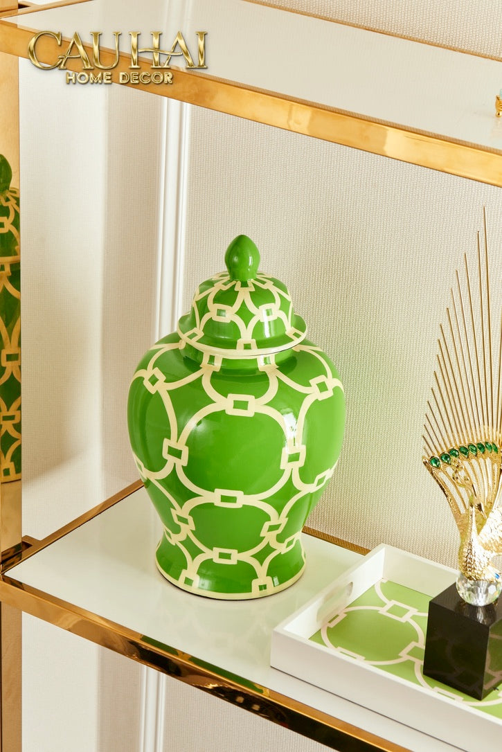 Maison Couture - Palm Court Ceramic Indigo Hand-Painted Glazed Ceramic Vase H43