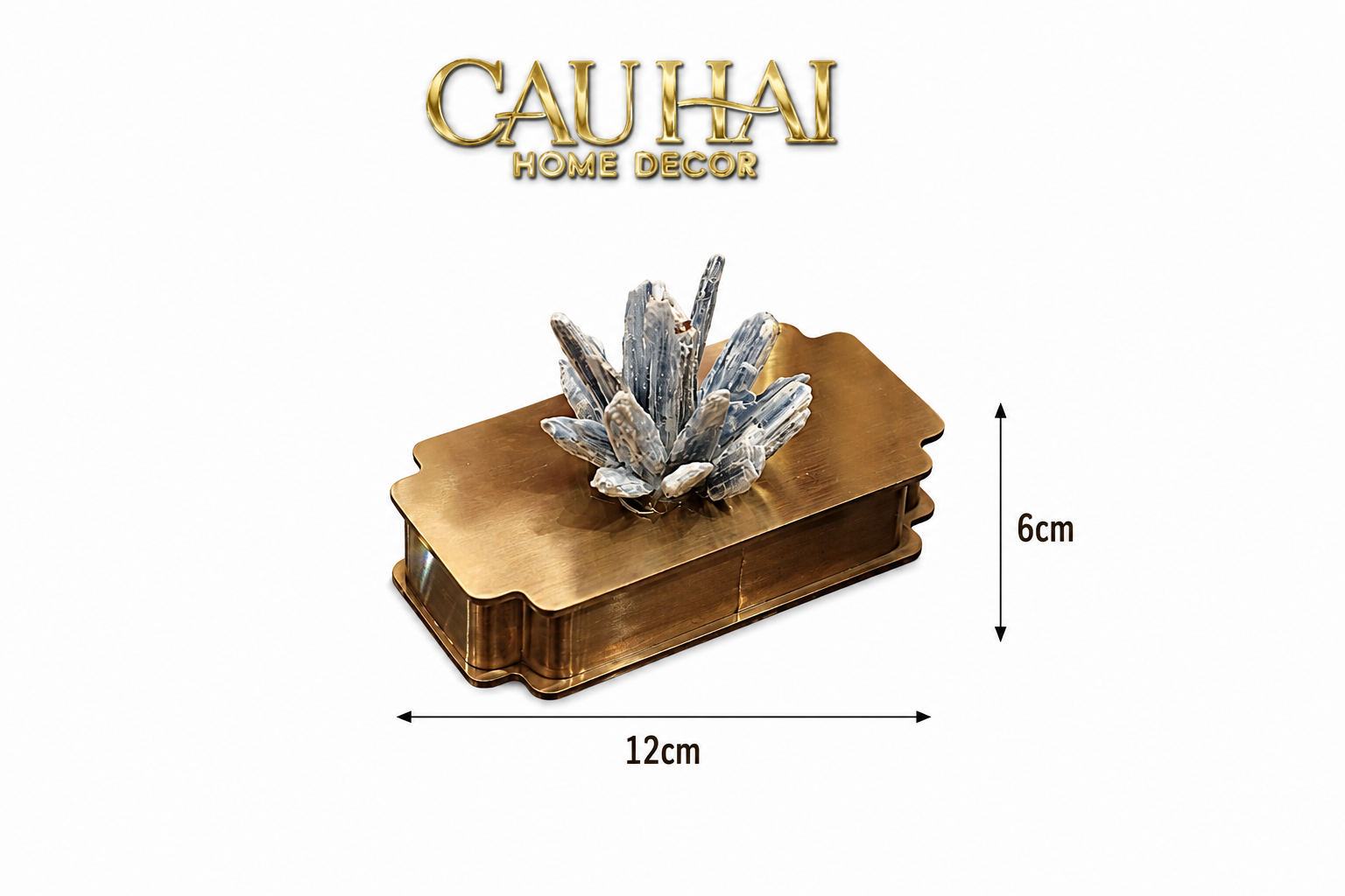 Hộp Tăm Bông Inox Đính Thạch Anh Cristal Minéral D'Or Toothpick Holder 6x12