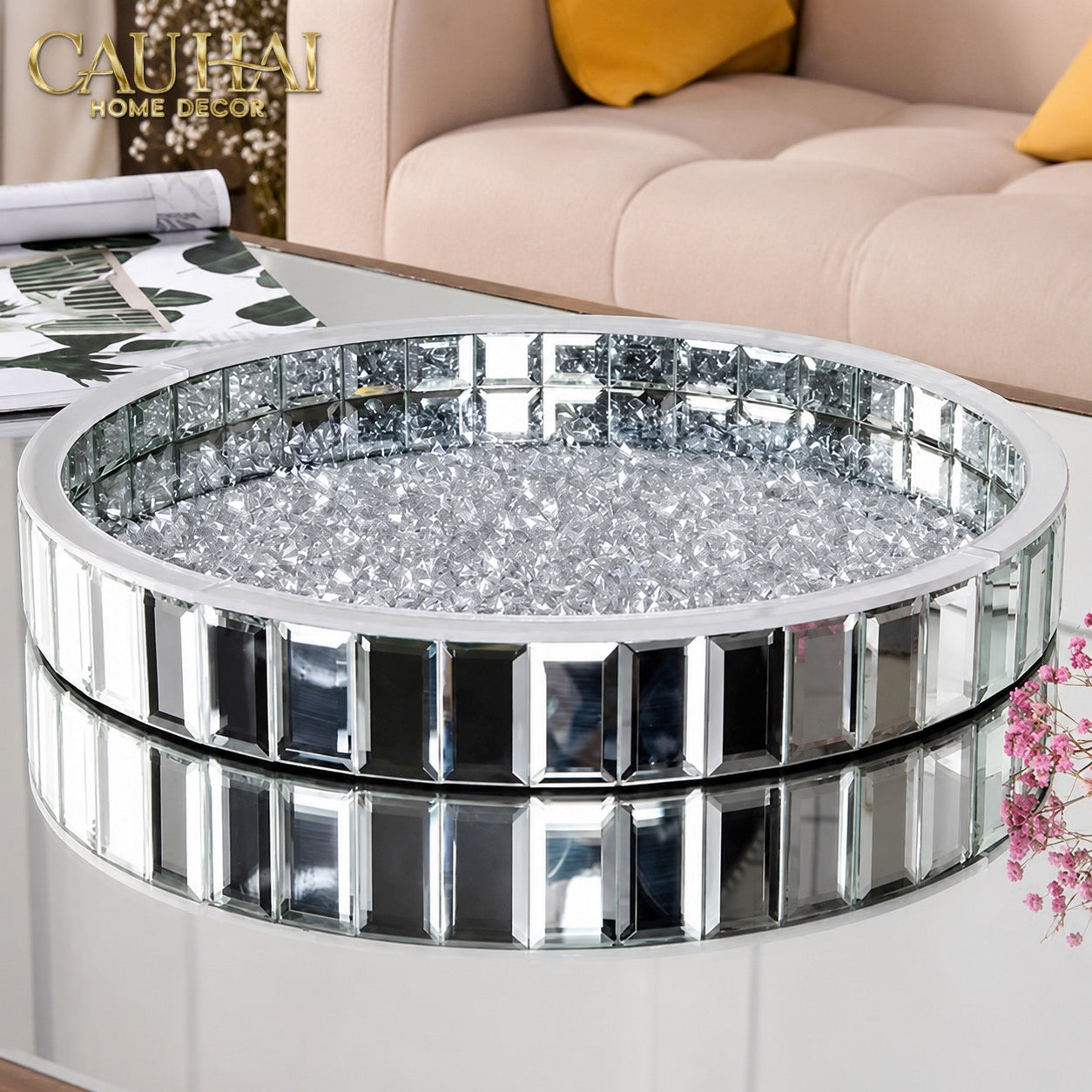 Haute Folie - Khay Gương Tròn Đế Xoay Starlight Mirrored Argenté D30