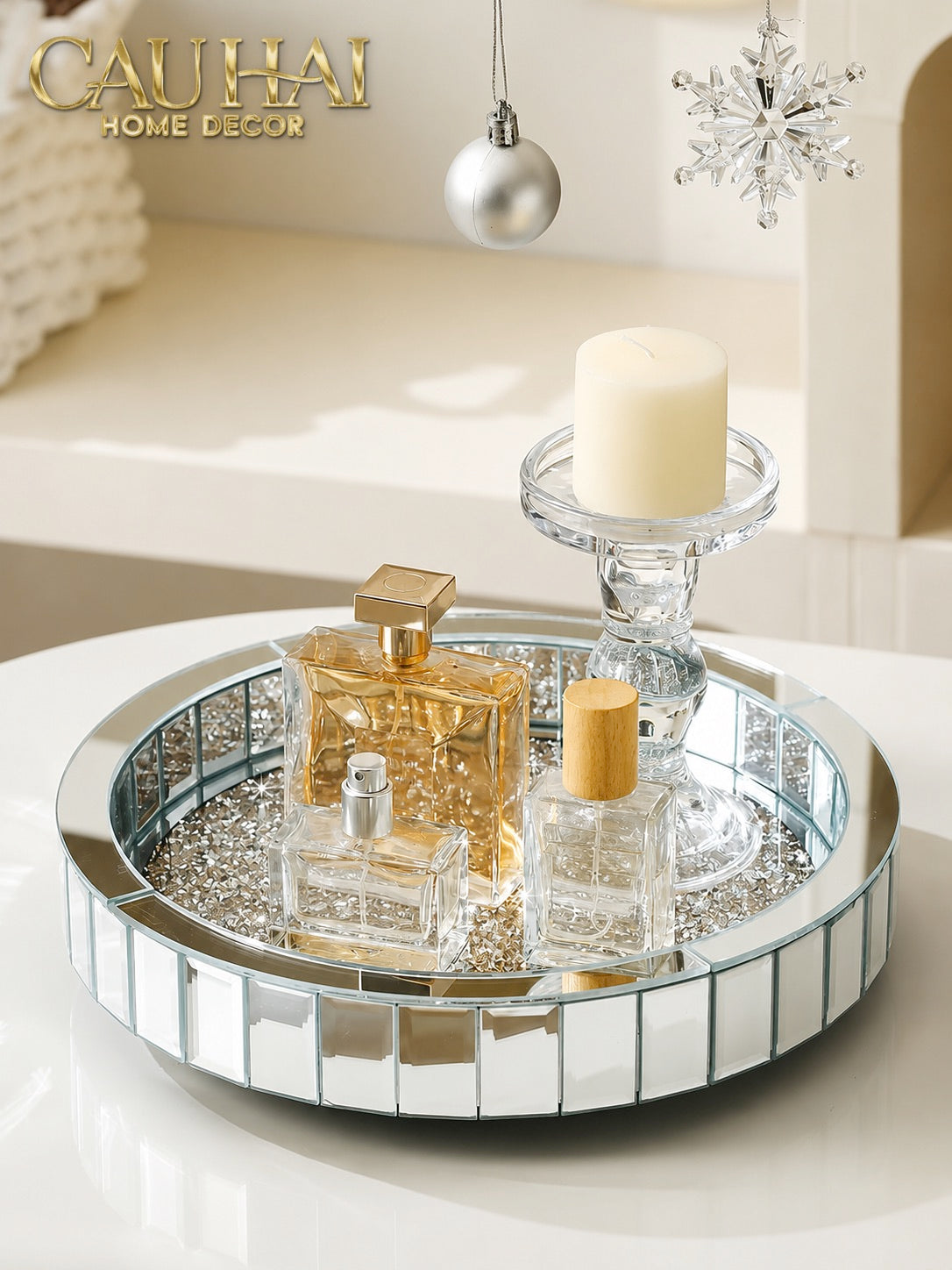 Haute Folie - Khay Gương Tròn Đế Xoay Starlight Mirrored Argenté D30