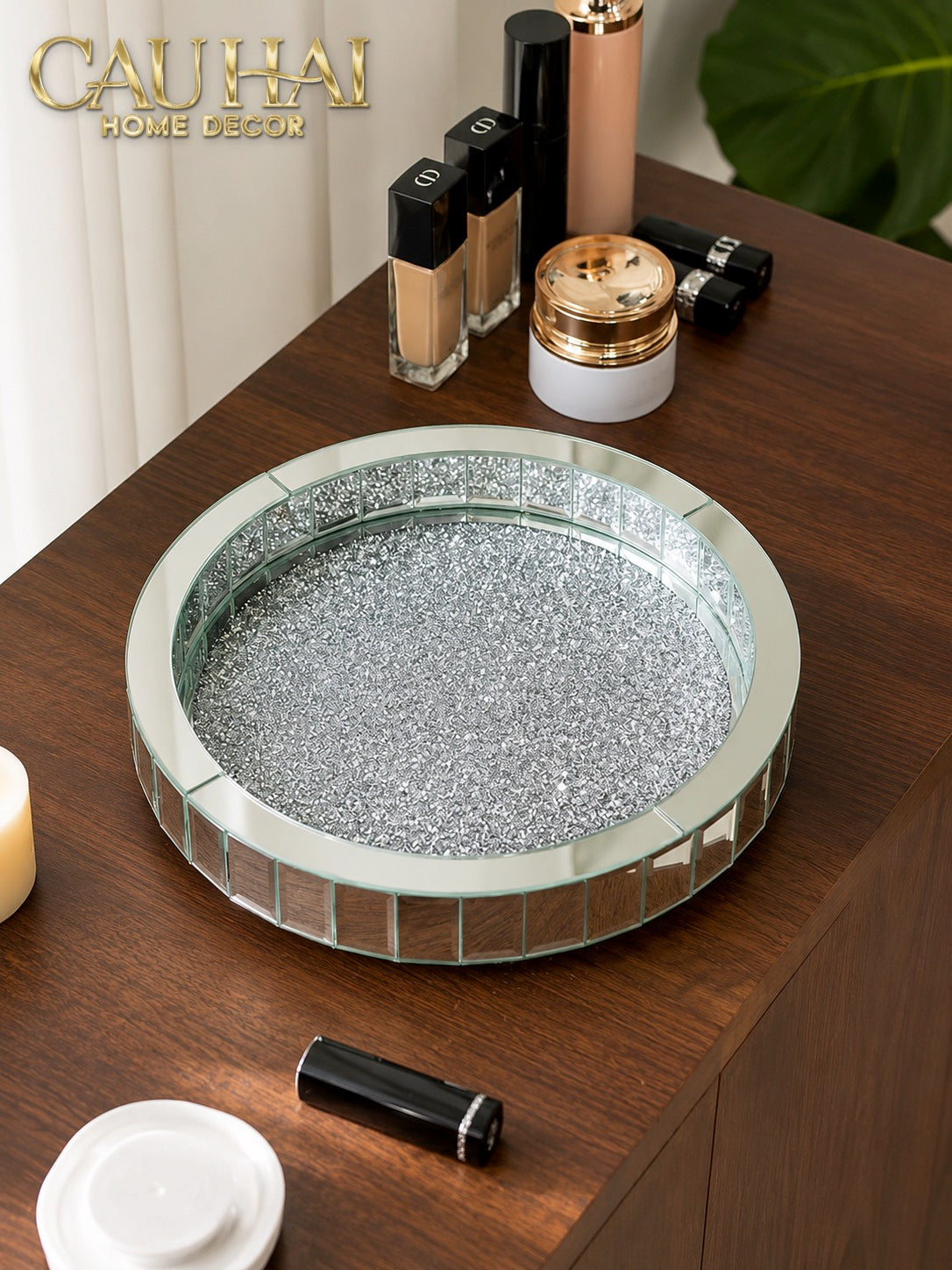 Haute Folie - Khay Gương Tròn Đế Xoay Starlight Mirrored Argenté D30