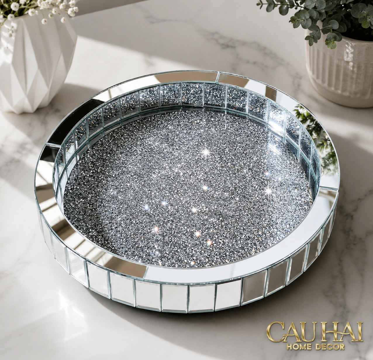 Haute Folie - Khay Gương Tròn Đế Xoay Starlight Mirrored Argenté D30