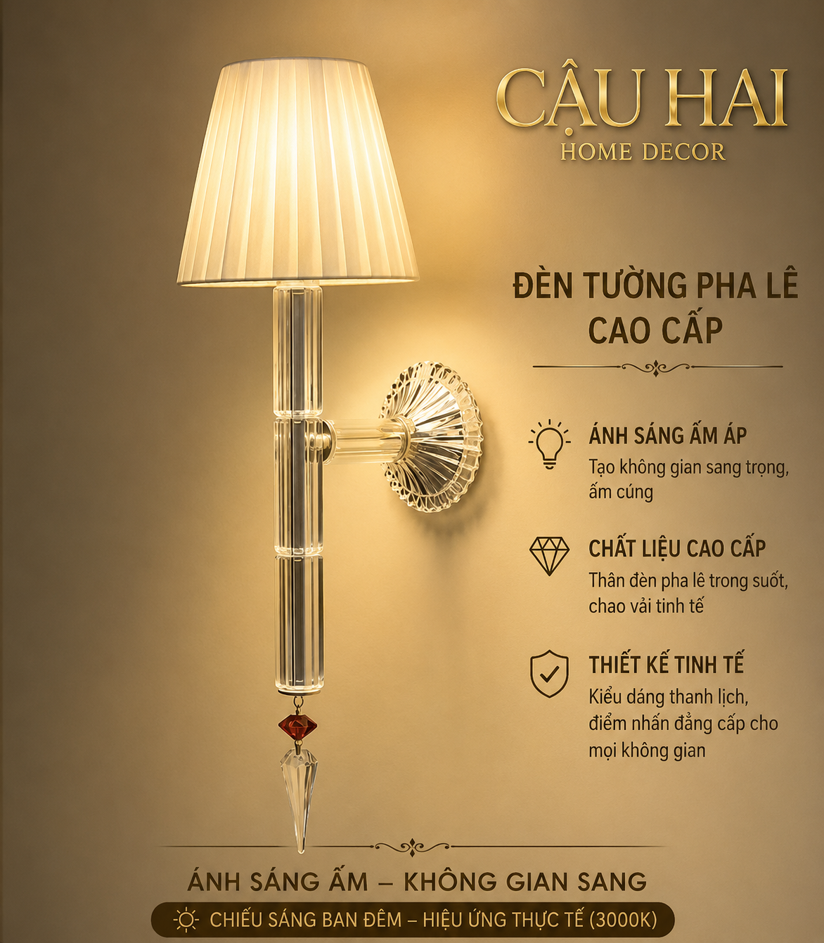 Đèn Tường Pha Lê — Lueur Royale Cristallerie