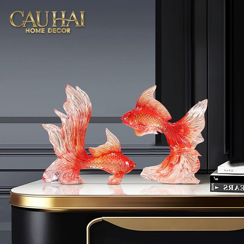 Set 2 Tuong Resin Song Ngu Vuong Phat – Fortune Koi Duo
