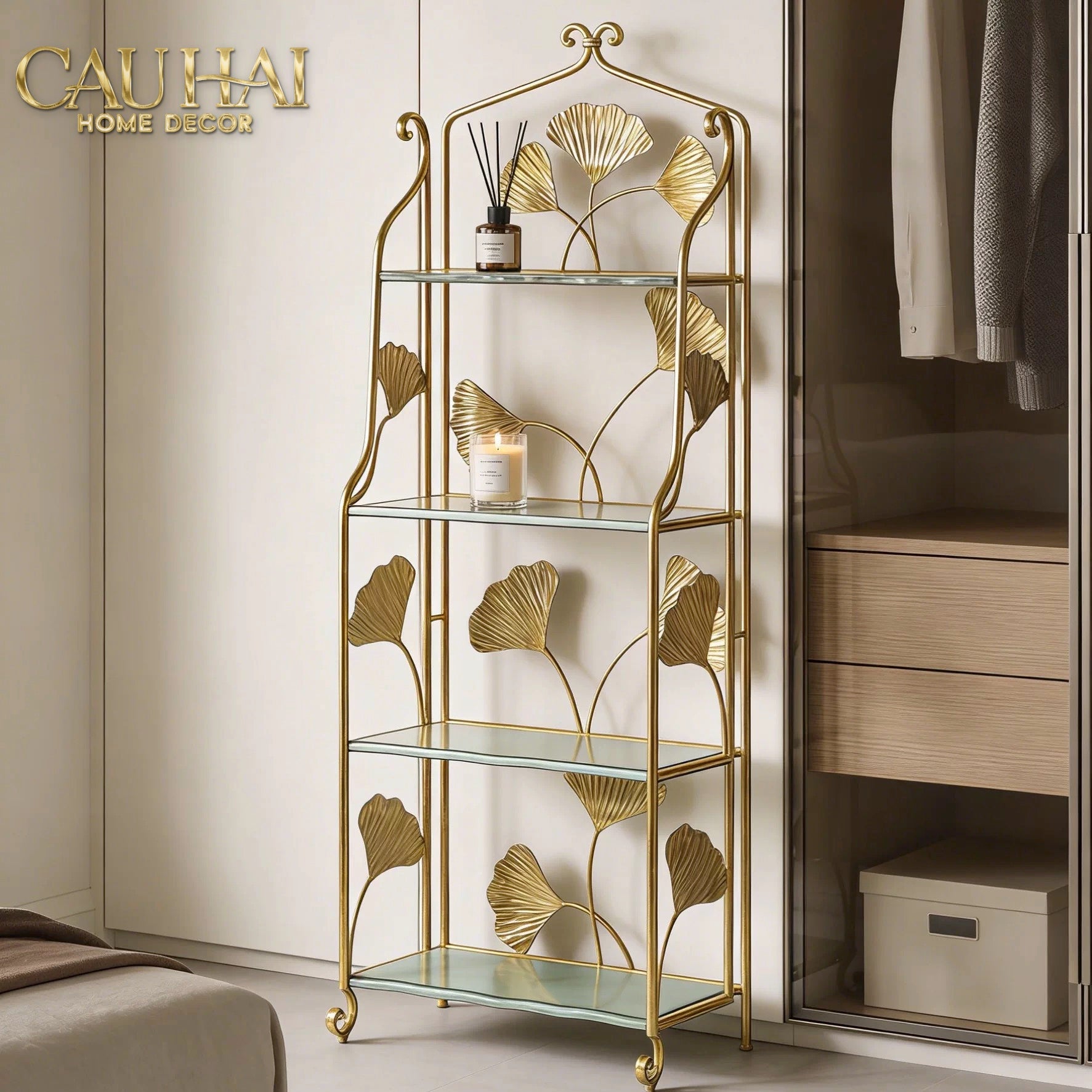 Maison Couture - Kệ Trưng Bày Lá Ngân Hạnh 4 Tầng Ginkgo Royale Étagère 14K
