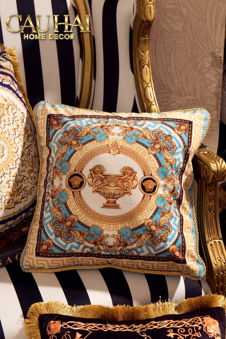 Velvet Pillow Cover La Coupe Des Dieux - Blue 45.