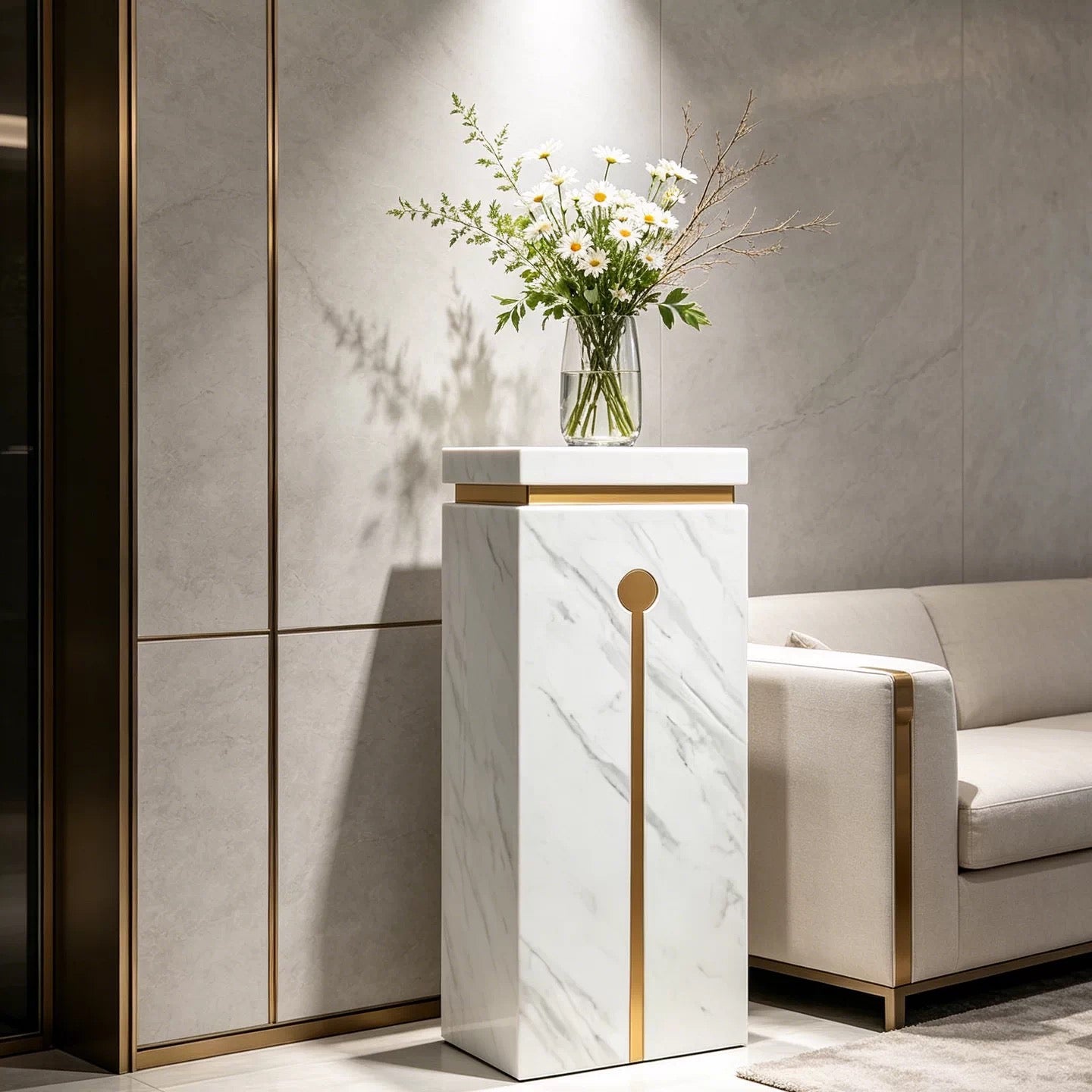 Bục Trang Trí Marble Chữ Nhật Axis D’Or Ivory H100