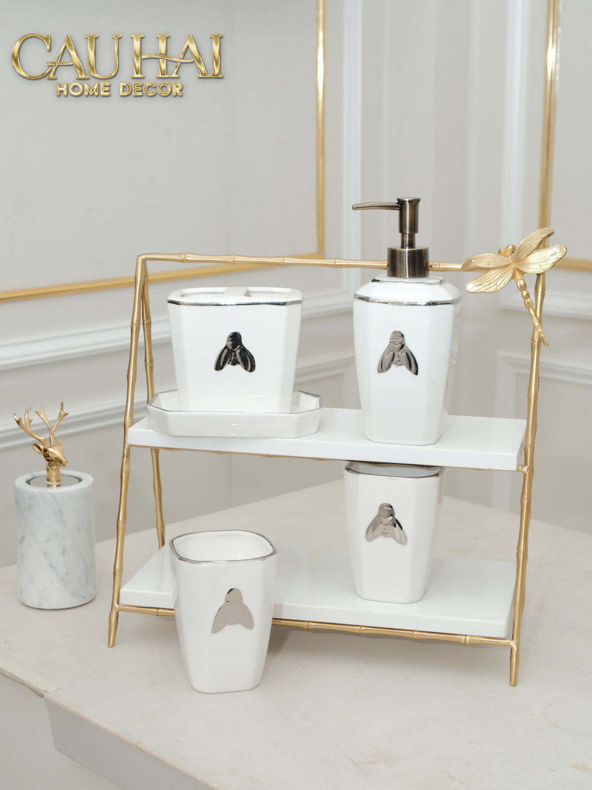 Maison Couture - G Class Élégance Miel Doré – Golden Queen Bee 5Pcs Bathroom Set